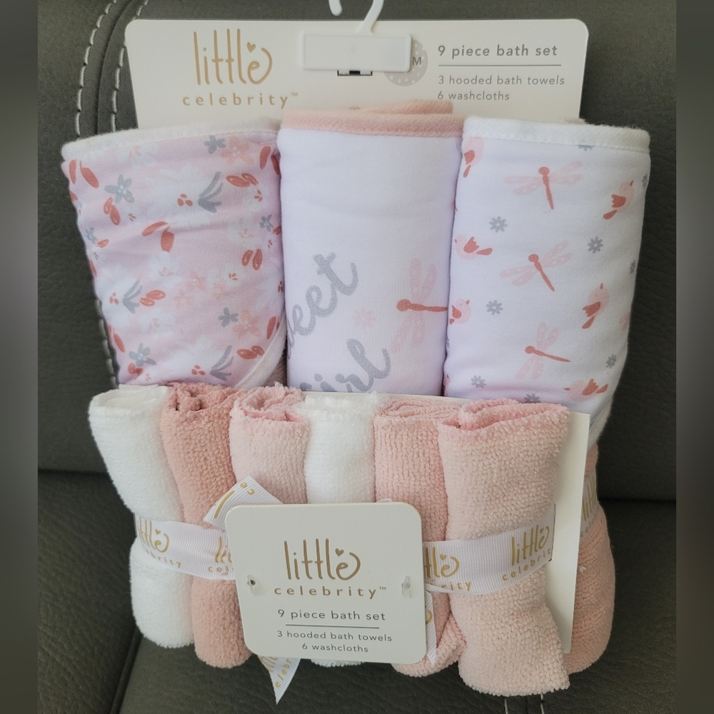 Little Celebrity Pink and White Baby Bath Set